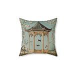 Blossoming Garden Pavilion Throw Pillow