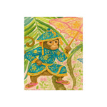 Monkey and Umbrella Chinoiserie Fine Art Poster - Green