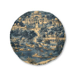 Scenic Blue and Beige Palace Landscape Floor Pillow