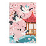 Serene Crane and Blossom Pavilion Accent Rug