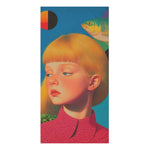 Surreal Girl with Golden Fish and Bold Shapes Bath Towel