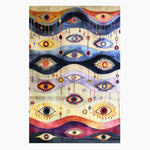 The Gaze of Wonder Hand Tufted Rug is a stunning large area rug for the living room, featuring a captivating abstract design with multiple eye motifs in vibrant colors. This vintage wool rug adds a touch of contemporary elegance and artistic flair to any space.