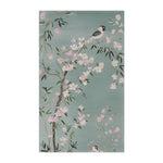 Floral Bird Kitchen Towel with Soft Green Background