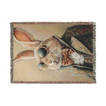 Dandy Hare Aristocratic Rabbit Woven Blanket