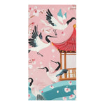 Serene Crane and Blossom Pavilion Bath Towel