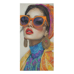 Renaissance Indian Girl in Couture with Sunglasses Bath Towel