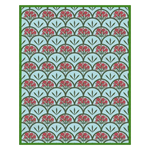 This elegant feminine Art Deco floral hand-tufted area rug features a delicate pattern of red flowers and green leaves set against a light blue backdrop, perfect for adding a touch of sophistication to your office or living room. Ideal for those seeking stylish rugs for office or a cozy wool rug for the living room.