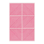 A contemporary pink geometric hand-tufted wool rug, perfect for adding a modern touch to your living room or dining room. This large area rug features bold pink patterns that create a striking visual appeal, making it an ideal dining room carpet.