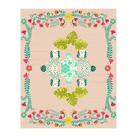 Floral Monstera Staffordshire Hand Tufted Rug - Champagne Glory" - Revel in the opulence of the "Champagne Glory" rug, adorned with intricate floral motifs and Monstera leaves. Hand-tufted with precision, it exudes sophistication and elegance, elevating your space with its luxurious design and timeless charm