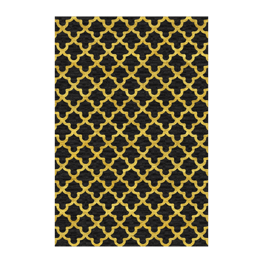 The Golden Art Deco Scale Black Tufted Rug is a sophisticated and elegant addition to your home decor. Crafted with precision and attention to detail, this tufted rug features an Art Deco-inspired design with golden scale-like patterns against a black backdrop.