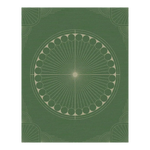 A stylish Green Moon Art Deco hand tufted wool rug, perfect for enhancing any living room. This area rug features a striking geometric pattern with a circular design, adding a touch of sophistication to your space.