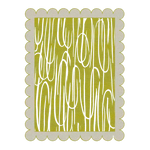 Top view of a Gray Scalloped Contemporary Art Hand Tufted Rug, ideal for large area rugs in living rooms and dining rooms. This wool rug features a modern, abstract pattern with a unique scalloped border, perfect as a dining table rug.