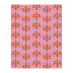 Top view of the Azure Avian Hand Tufted Wool Rug in Pink, featuring a striking abstract bird motif. Perfect as an area rug for the living room or bedroom, this wool rug adds a vibrant touch to any space.