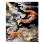 Elevate your living space with the Ember Dragon's Mystical Ascent hand-tufted wool rug, perfect for an office or living room. This area rug features a stunning abstract dragon design with vibrant colors and intricate details, making it a standout piece for any living room area.