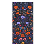 Vibrant Floral Embroidery on Dark Background Bath Towel