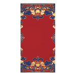 Chinoiserie Floral Border Red and Blue Bath Towel