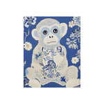 Blue Chinoiserie Monkey Fine Art Poster