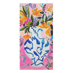 Vibrant Floral Bouquet in Blue Vase Bath Towel