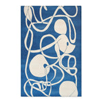 Ocean Flow Abstract Blue and White Rug