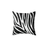 Savanna stripe throw pillow featuring a bold black and white zebra pattern, perfect for adding a stylish touch to any decor.