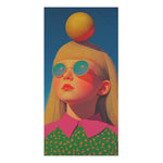 Bold Aesthetic Retro-Futuristic Girl with Golden Sphere Bath Towel