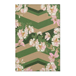 Blush Peonies on Forest Chevron Accent Rug