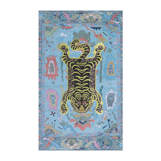 Introducing the Tibetan Tiger Blue Printed Red Tea & Kitchen Towel, a delightful blend of functionality and artistic flair for your kitchen. 