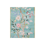 Sky Blue Chinoiserie Birds and Floral Scene Fine Art Poster