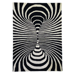 3D vortex optic illusion hand tufted wool rug, perfect as a large area rug for dining room or living room and dining room rugs, ideal as a dining table rug.
