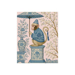 Chinoiserie Blue Monkey on Pedestal Fine Art Poster