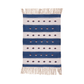 This handwoven cotton rug boasts a charming blue and white stripe design, adding a coastal touch to any space. With durable construction and soft texture, it's both stylish and practical. Fringes provide decorative flair, enhancing its appeal.