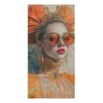 Regal Fashion Icon with Crown & Orange Sunglasses Bath Towel