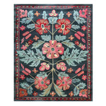 Enchanted Garden Hand Tufted Area Rug featuring a vibrant floral design with red and pink flowers on a dark background. Perfect for adding a touch of elegance to your Bedroom or Living Room. Ideal as a wool rug for living room rugs 8x10.