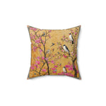 Blossoming Birds Floral Square Throw Pillow