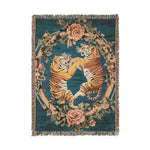 Savage Symphony Vintage Tapestry of Fierce Elegance Woven Blanket