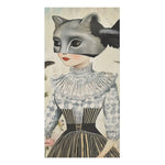 Whimsical Girl with Raccoon Mask and Butterflies Bath Towel