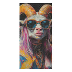 Stylish Goat with Colorful Couture & Sunglasses Bath Towel