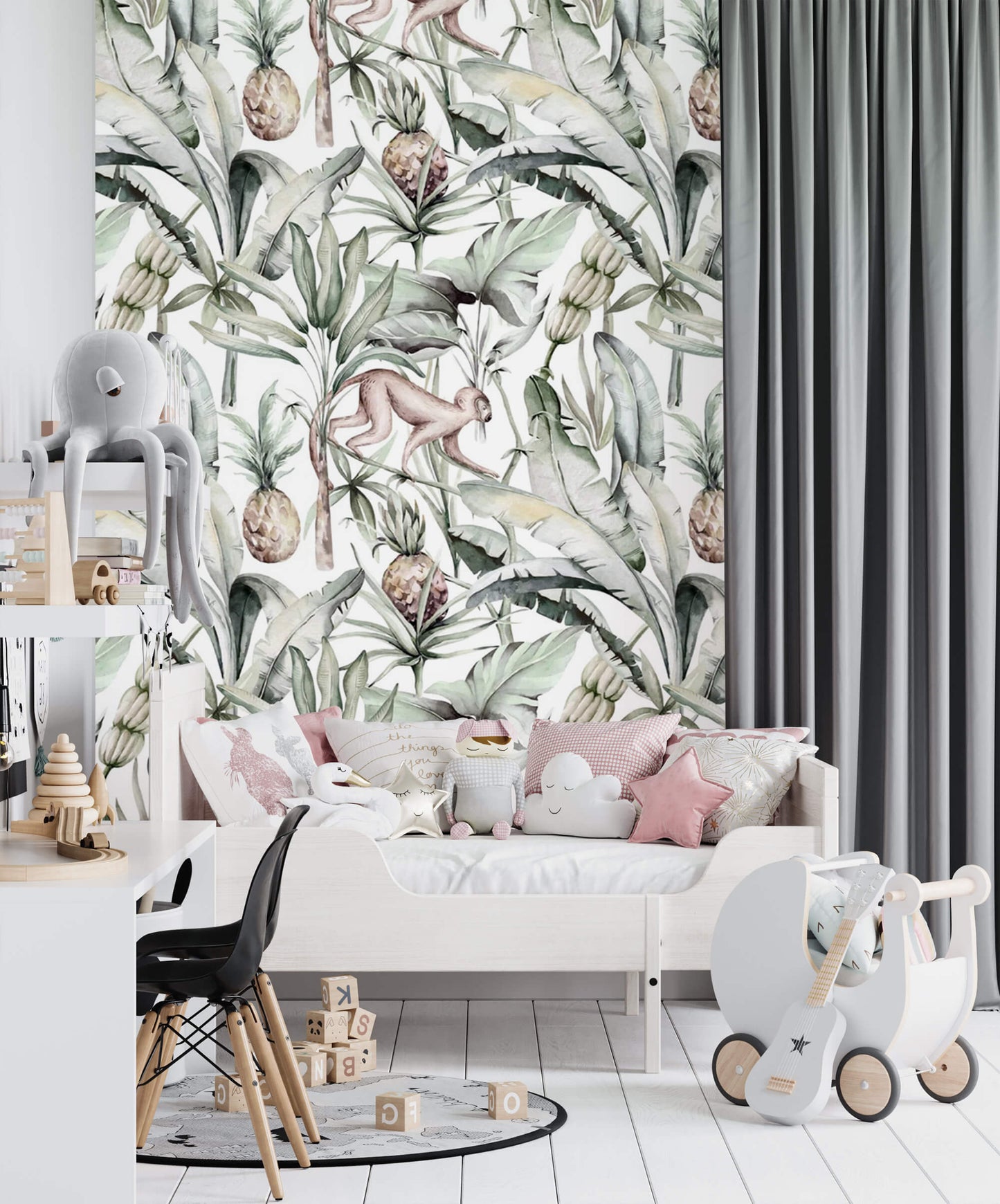 Watercolor Tropical Jungle Delight Wallpaper