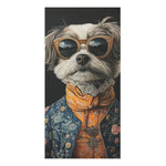 Renaissance Dog in Couture with Sunglasses Bath Towel