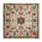 Top view of an Ancient Tapestry Hand Tufted Area Rug featuring a vibrant, intricate pattern in warm tones, perfect for enhancing a dining room or living room space. This wool rug measures 8x10, ideal for adding elegance to any area.
