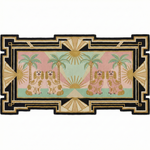 Art Deco Sunrise Foo Dogs Hand Tufted Wool Rug