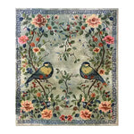 The Avian Serenade Hand Tufted Area Rug features a vibrant design with two colorful birds perched among blooming flowers and lush greenery. Perfect for enhancing your living room space, this 8x10 wool rug offers a touch of elegance and nature-inspired beauty, ideal for those seeking unique living room area rugs.