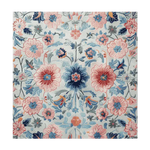 A vibrant Blossom Burst Hand Tufted Area Rug featuring a stunning floral design with pink, blue, and orange flowers on a light background. Perfect as a wool rug for living rooms, this square area rug brings a touch of elegance and color to any space.