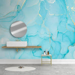 Blue Watercolor Abstract Alcohol Ink Marble Wall Mural Dcal