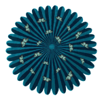 Round area rug with a vibrant design featuring butterflies over a flower pattern. This hand-tufted wool rug is perfect for adding a splash of color to a large living room.