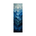 A stunning Blue Grids Cape Hand Tufted Wool Rug Runner, perfect for enhancing any area with its modern design. This area rug features a rich blend of blue tones in an abstract grid pattern, ideal for use as a hallway runner rug, kitchen runner rug, or bathroom runner rug. Made from high-quality wool, this contemporary rug adds a touch of elegance to living rooms, dining rooms, or kitchens.