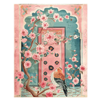 The Blush Gardens Hand Tufted Rug showcases a stunning floral design with pink blossoms and a bird, perfect for adding elegance to any large living room. This wool area rug features intricate details ideal for those seeking beautiful rugs for living room spaces.