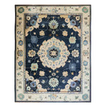 Elegant Classic Serenity Hand-Tufted Area Rug with Persian design, perfect for office or living room. This 8x10 wool rug features intricate floral patterns in soothing blues and creams, ideal as a centerpiece in area rugs for living room settings.