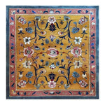 Elysian Blooms Square Hand Tufted Wool Rug featuring an intricate floral design on a vibrant mustard background, ideal for enhancing the aesthetic of living room spaces. This area rug combines traditional elegance with modern flair, perfect for those seeking stylish living room area rugs.