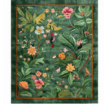 Beautiful Emerald Garden Hand Tufted Area Rug featuring a lush floral pattern with vibrant flowers and birds on a rich green background, perfect for enhancing any living room decor. This wool rug is an ideal choice for those seeking large living room rugs that add a touch of elegance and nature-inspired design.